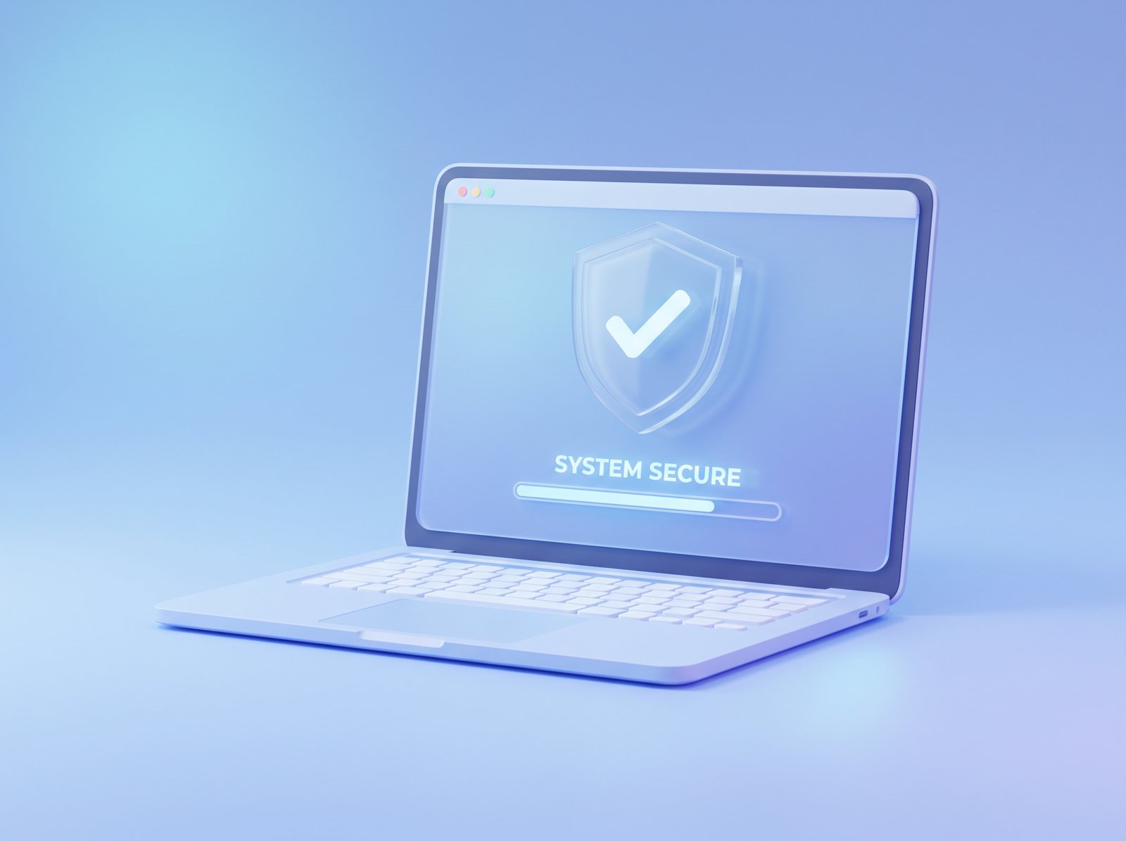 Laptop mit Sicherheits-Symbol für Website-Wartung